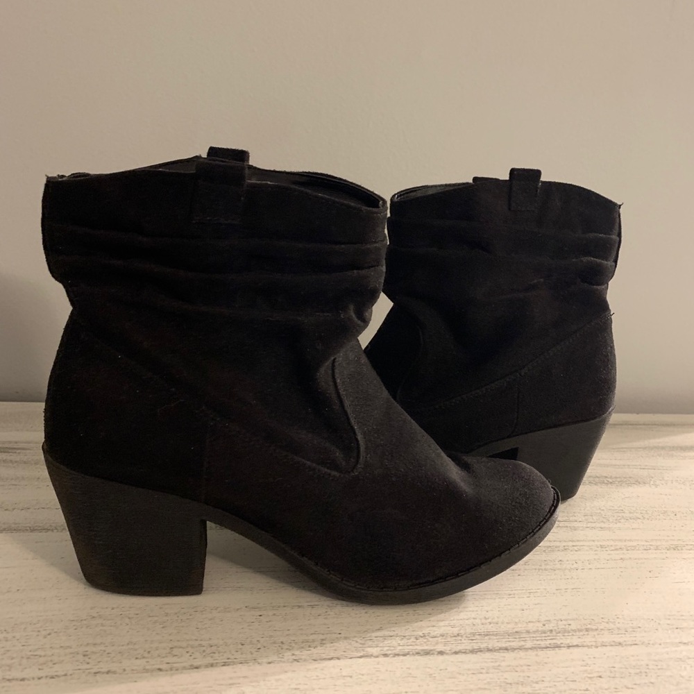 Arizona Slouchy Microsuede Heeled Ankle Bootie